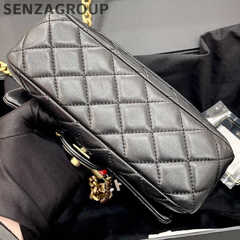 Chanel Black Gold CF Chain Quilted Shoulder Crossbody Bag - Women's Fashion