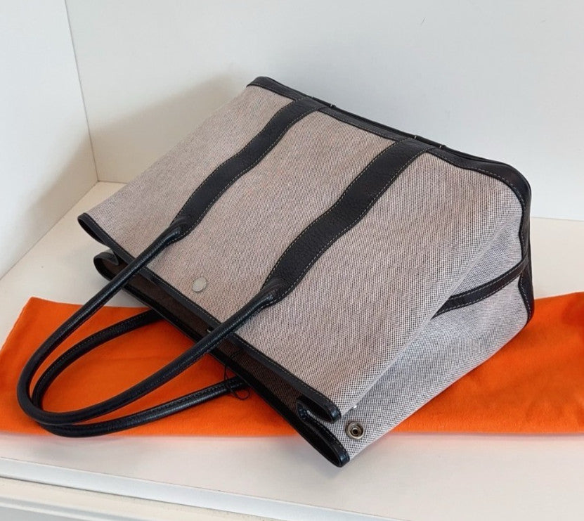 Hermes Garden Party36 Top Handle Bag Gray Black Silver Used Women Classic