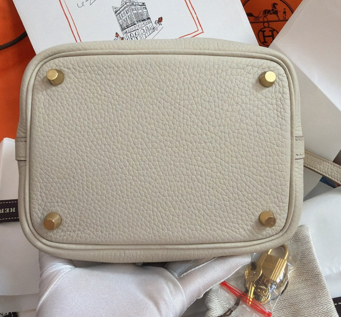 Hermes Picotin18 Top Handle Shoulder Bag White Gold Used Women Fashion Classic