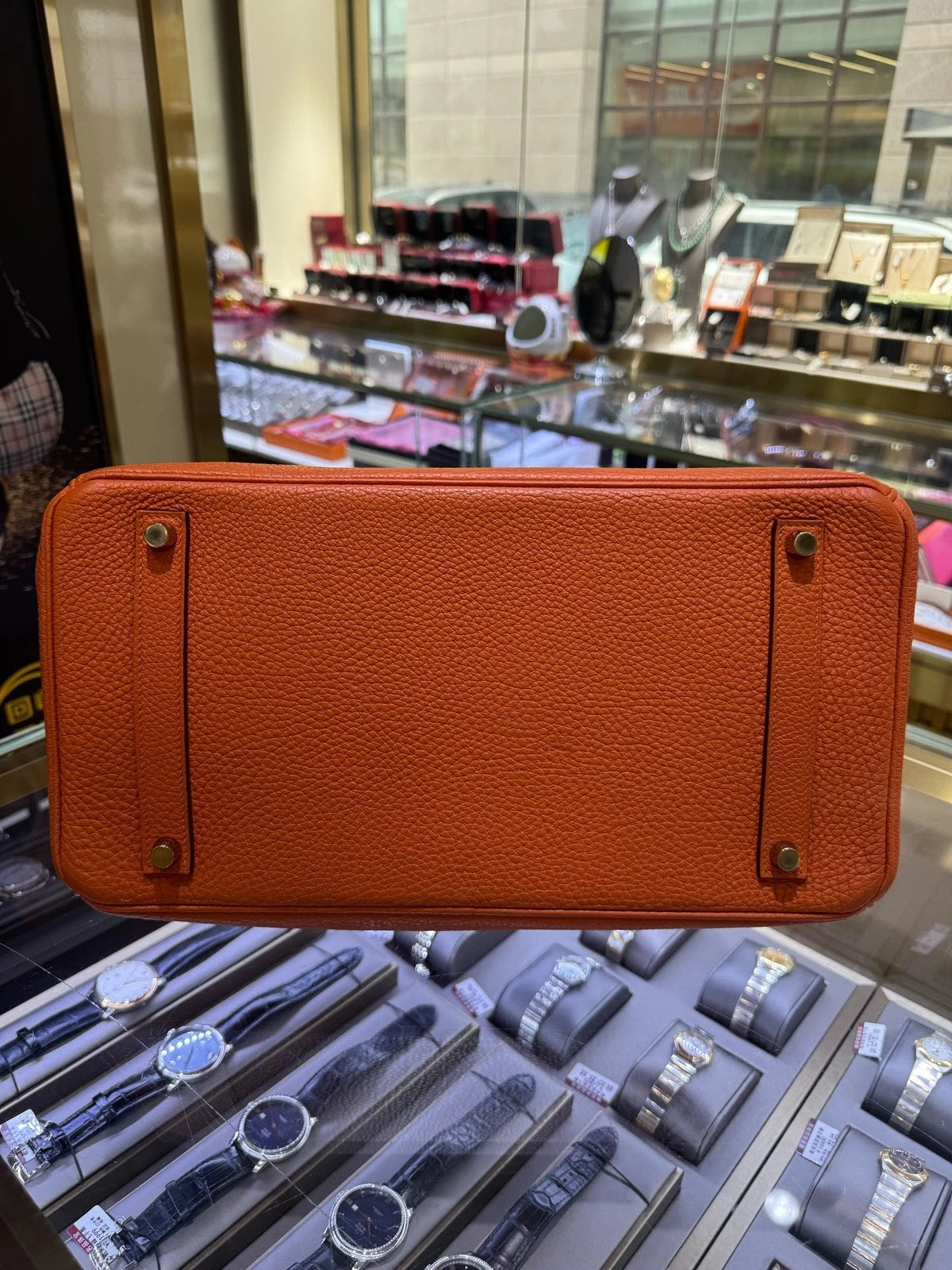 Hermes Birkin 35 Orange Togo Leather Top Handle Bag For Women