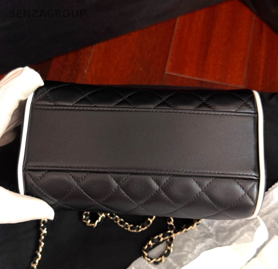Chanel Bolide Chain Top Handle Shoulder Bag Black Gold Women Classic Fashion
