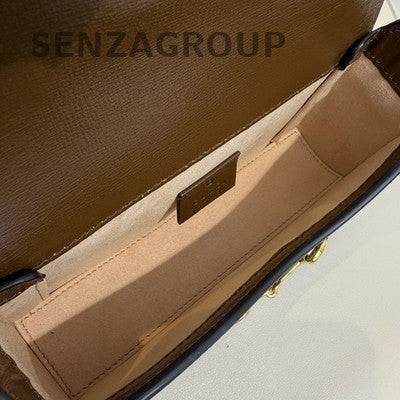 Gucci 1955 Horsebit Box Bag Brown Gold Buckle Shoulder Crossbody Women