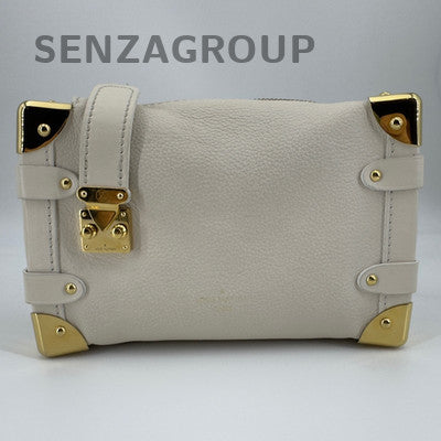 Louis Vuitton Side Calfskin Soft Box Crossbody Shoulder Bag Small White Gold