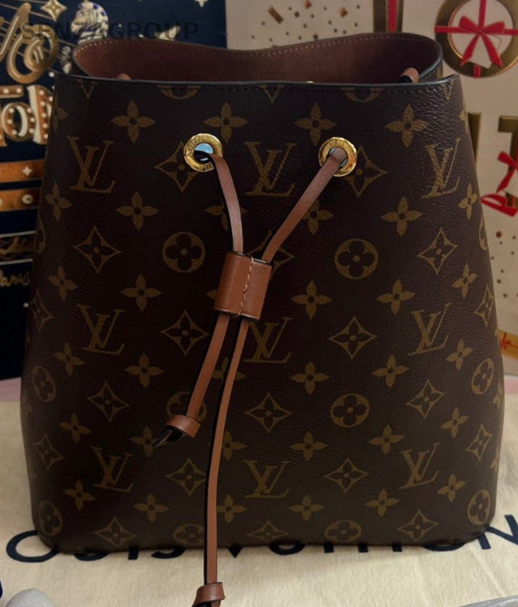 Louis Vuitton Monogram Bucket Shoulder Bag Brown Gold Used Women Classic