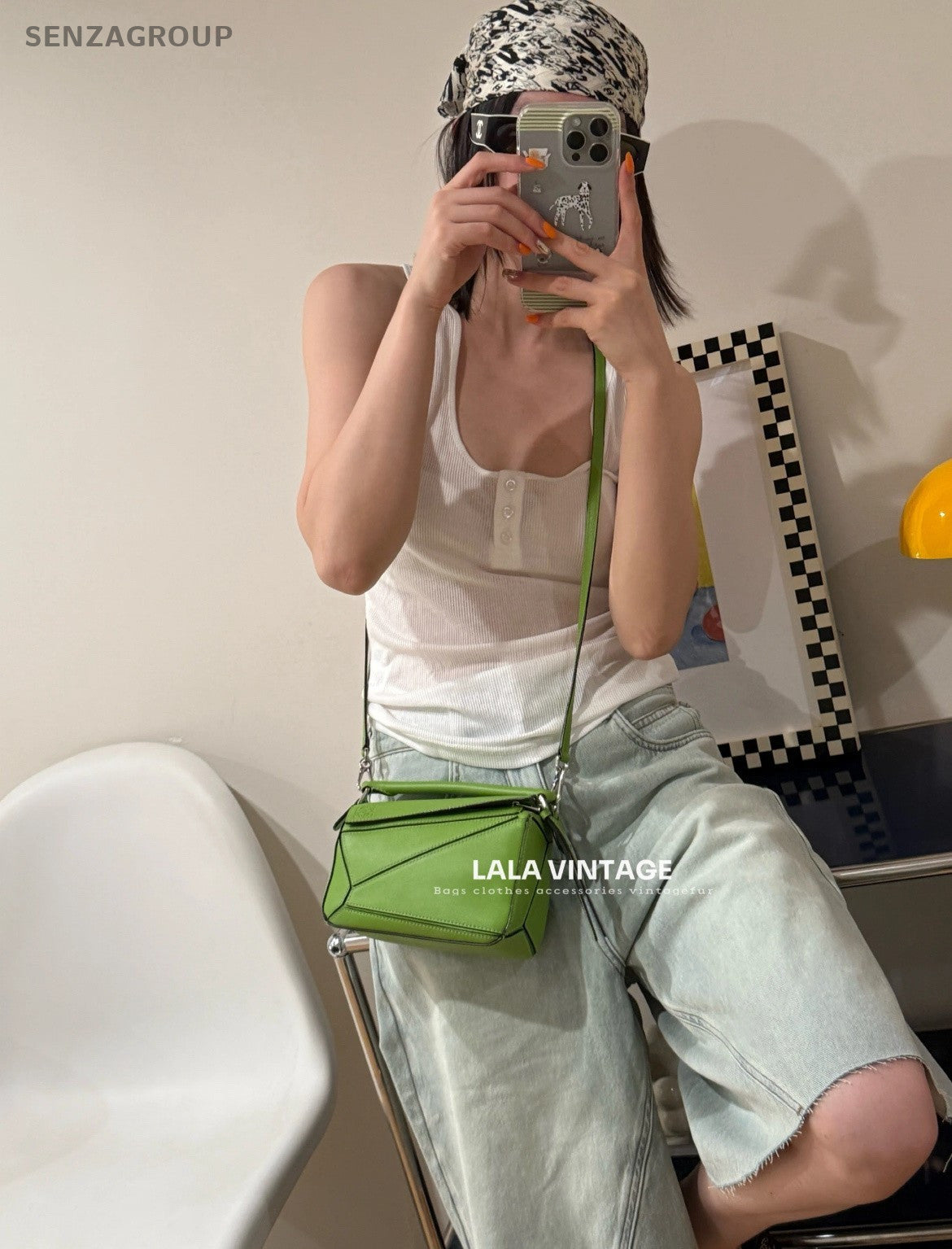 Loewe Mini Puzzle Crossbody Handbag Clutch Bag Women Fennel Green