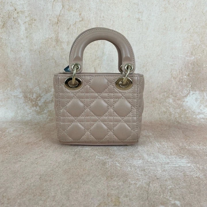 Dior Lady Dior Lambskin Pink Top Handle Excellent