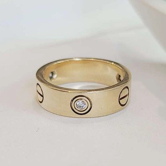 Cartier Love Classic Ring 3Point Diamonds 18k Yellow Gold EU52/US6 5.5mm