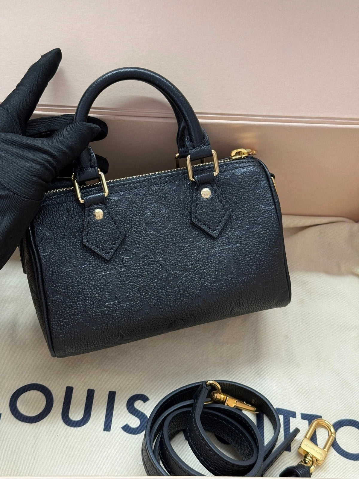 Louis Vuitton Black Speedy Nano Top Handle Bag For Women