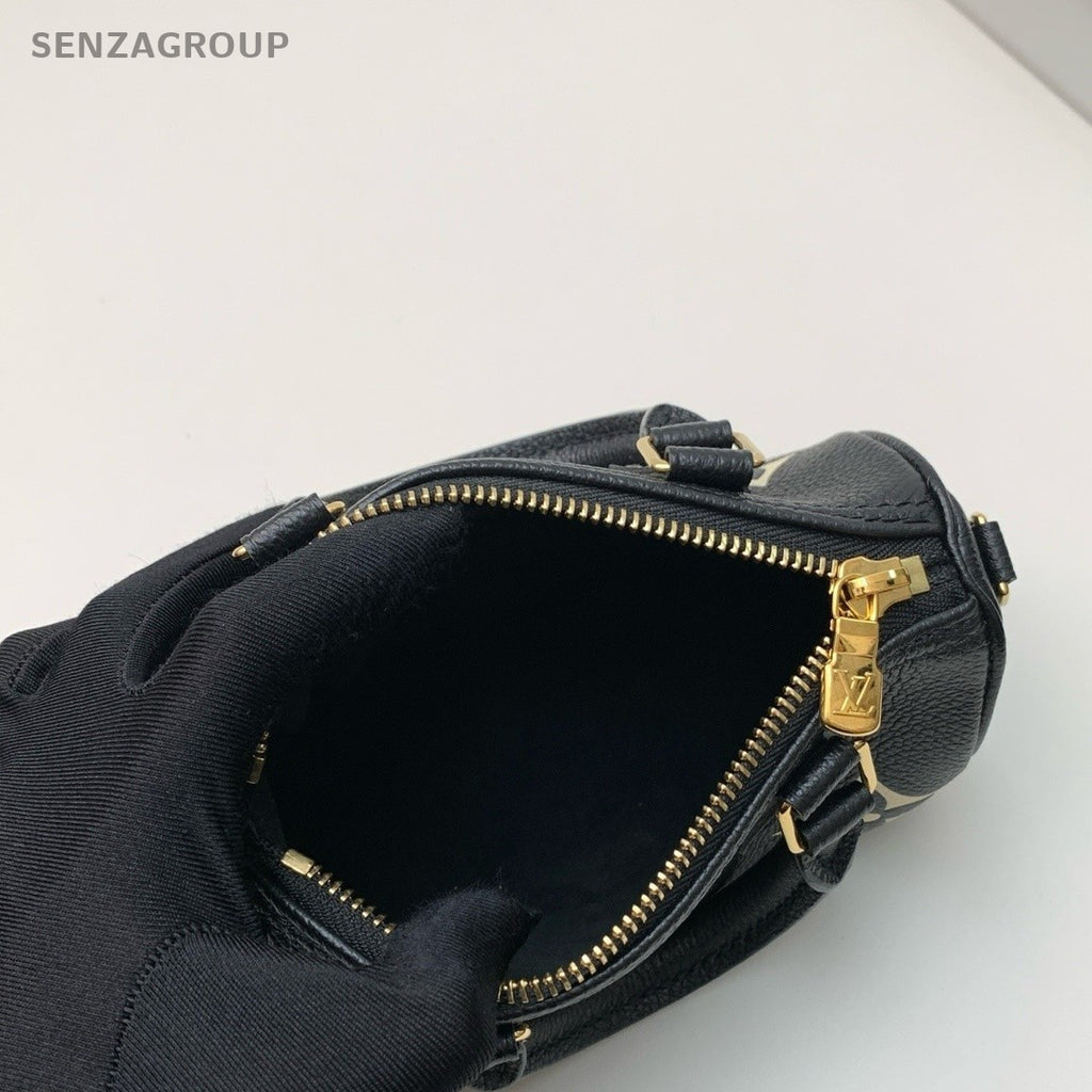 Louis Vuitton speedynano All-Leather Top Handle Shoudler Crossbody Bag Black