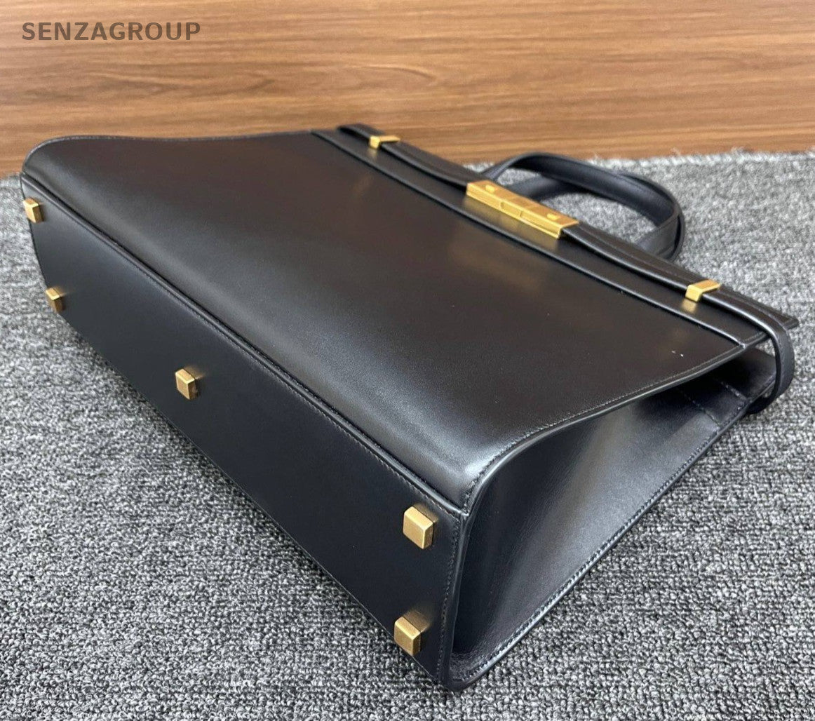 Saint Laurent  Manhattan GM Handbag Crossbody Black Gold Used Women Classic