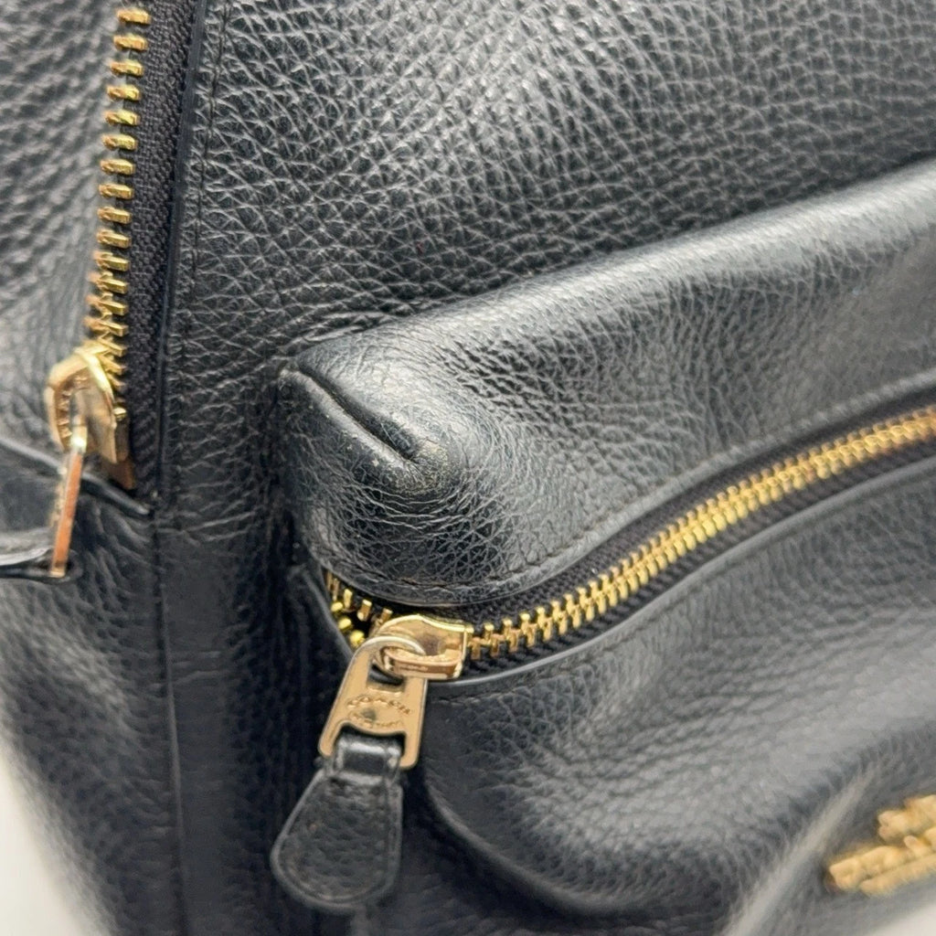 Coach Charlie 19 Logo Grain Leather Black Backpack For Women