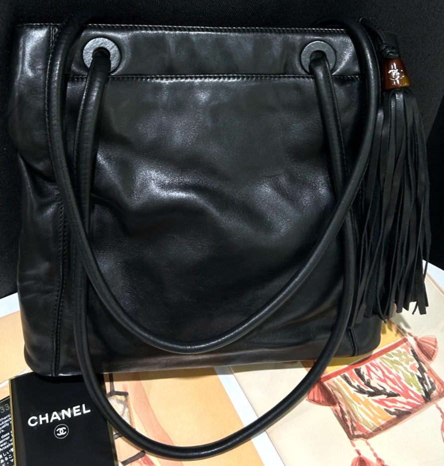 CHANEL Tassel tortoiseshell Logo Shoulder bag Out of print