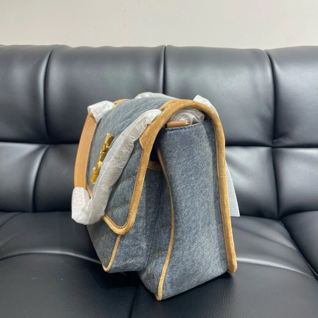 Saint Laurent Niki Gold Blue Shoulder Bag Excellent