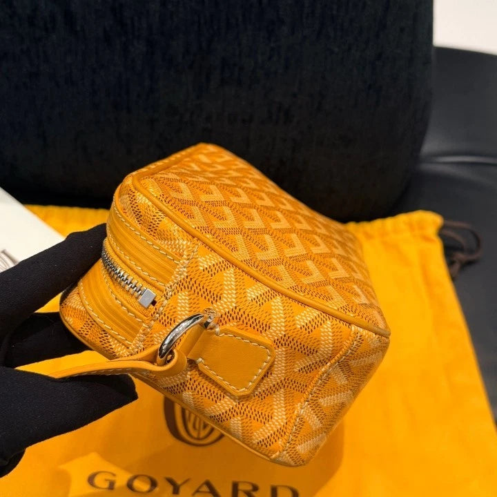 Goyard Canvas Camera Bag Monogram Yellow Silver Shoulder Bag Crossbody Women D