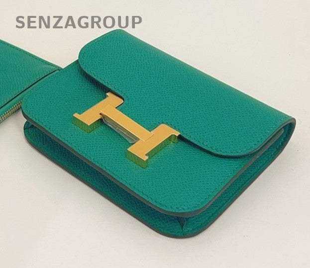 Hermes Constance Slim Purse Epsom Leather Green Almost Brand NEW Women