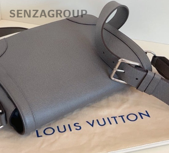 Louis Vuitton District Calfskin PM Shoulder Bag Gray Silver Women Classic