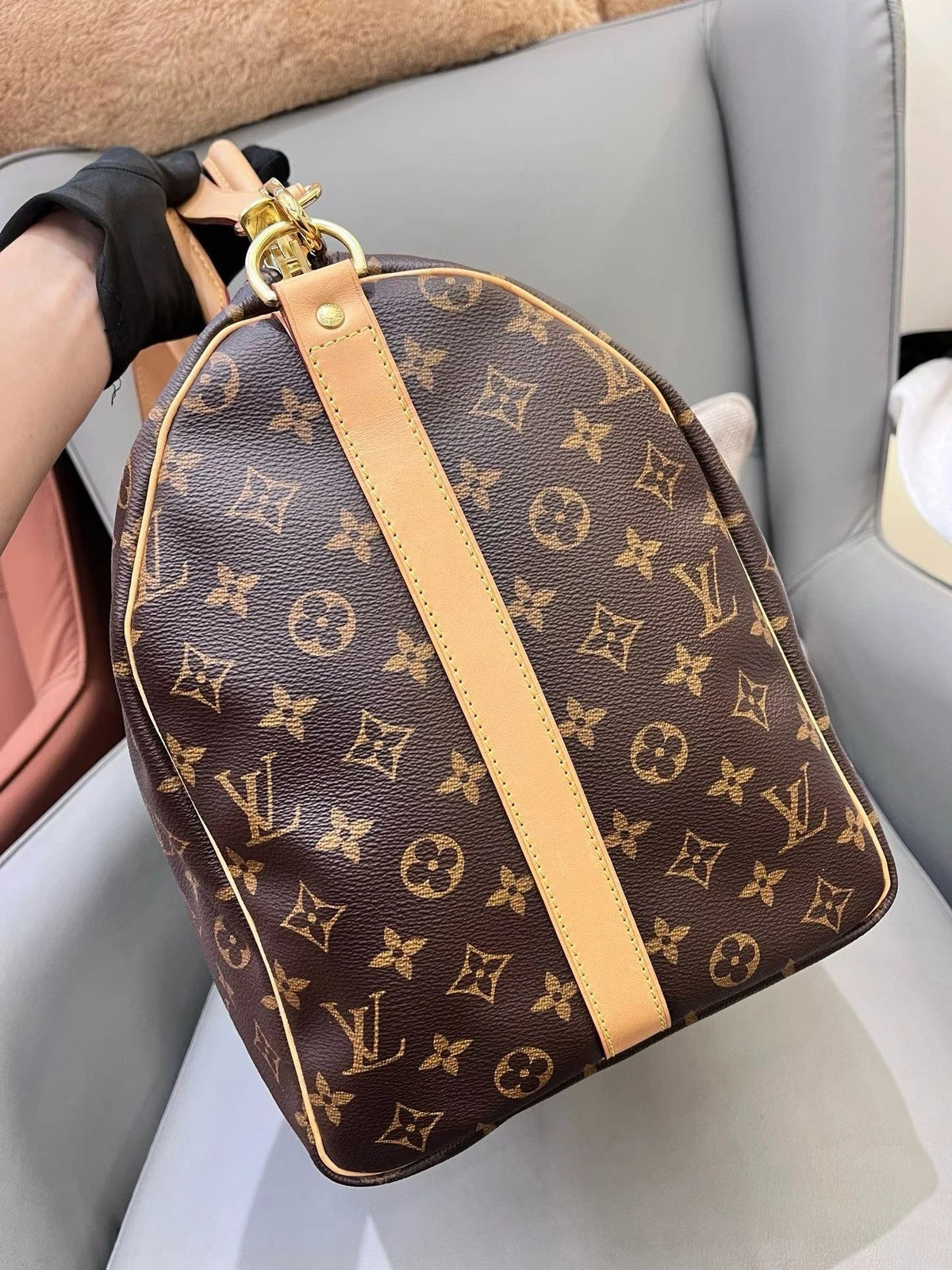 Louis Vuitton Keepall50 Monogram Top Handle Shoulder Bag Unisex Adults Classic