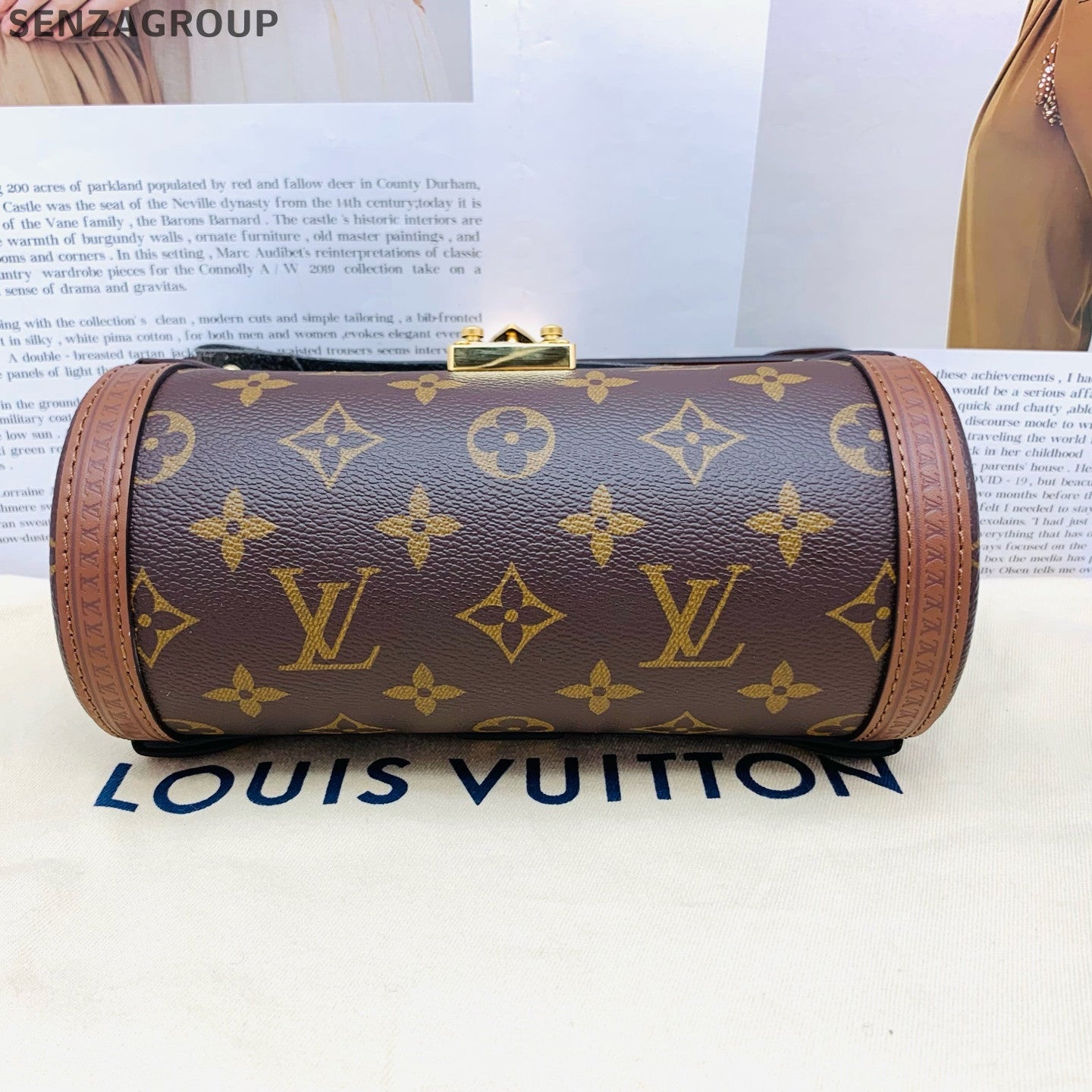 Louis Vuitton Papillon Monogram Shoulder Crossbody Bag Brown Gold Clasp