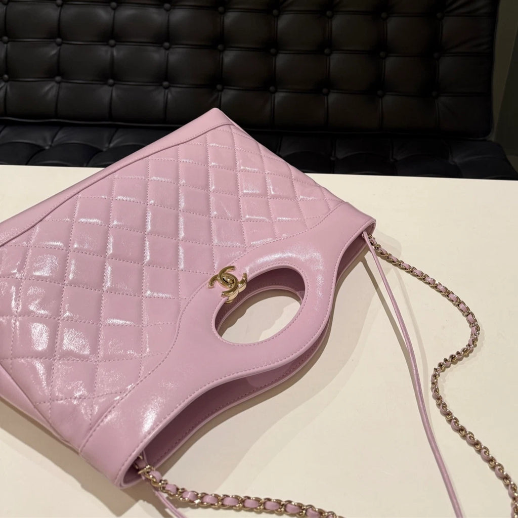 Chanel 31bag Diamond Chain Top Handle Crossbody Pink Gold Women