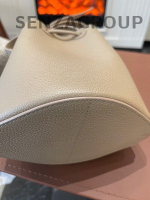 Burberry Mini Drawstring Bucket Bag in Grey Leather for Women