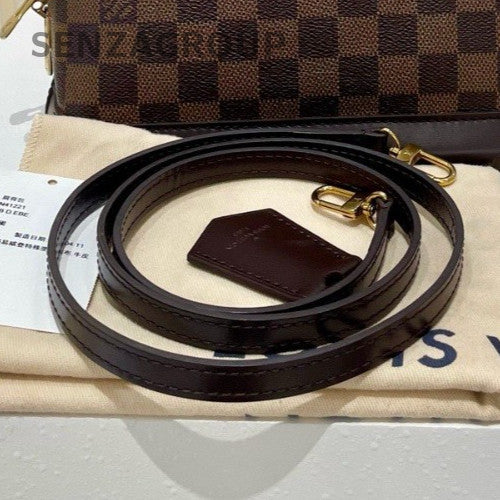 Louis Vuitton Alam BB Top Handle Bag Crossbody Brown Red Gold Women Classic