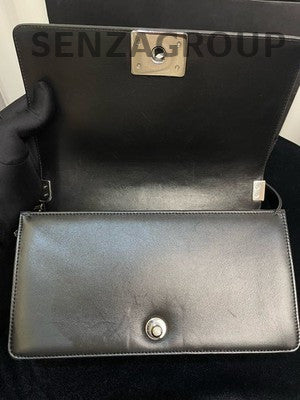 Chanel Le Boy Medium V-Stitch Black Silver Chain Shoulder Bag Classic