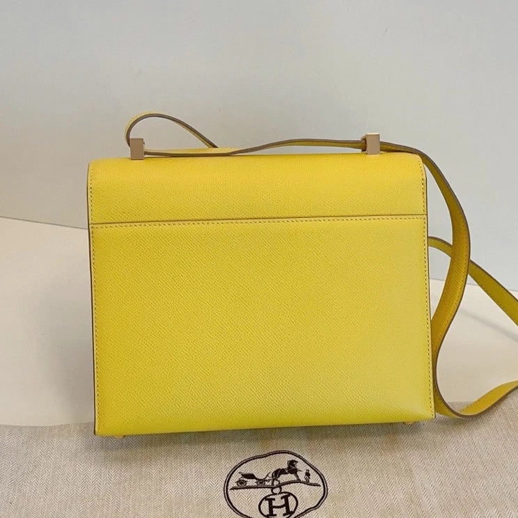 Hermes Verrou23 Epsom Shoulder Bag Yellow Gold Women Classic Fashion