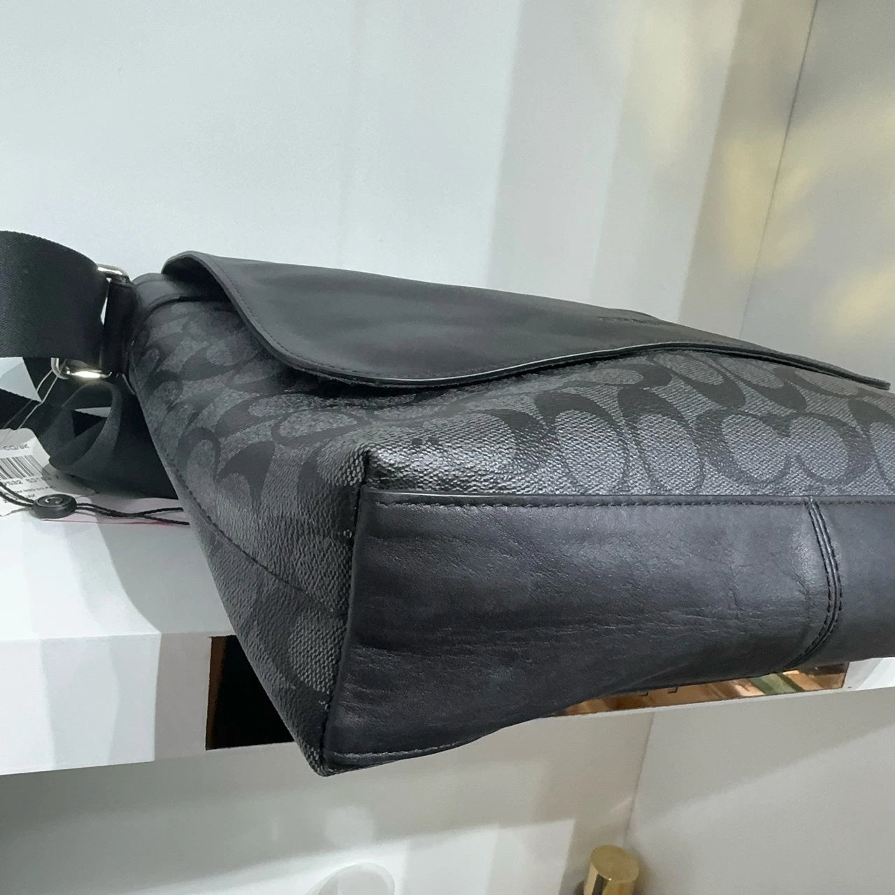 Coach Black Grey Monogram Canvas Shoulder Crossbody Bag For Women