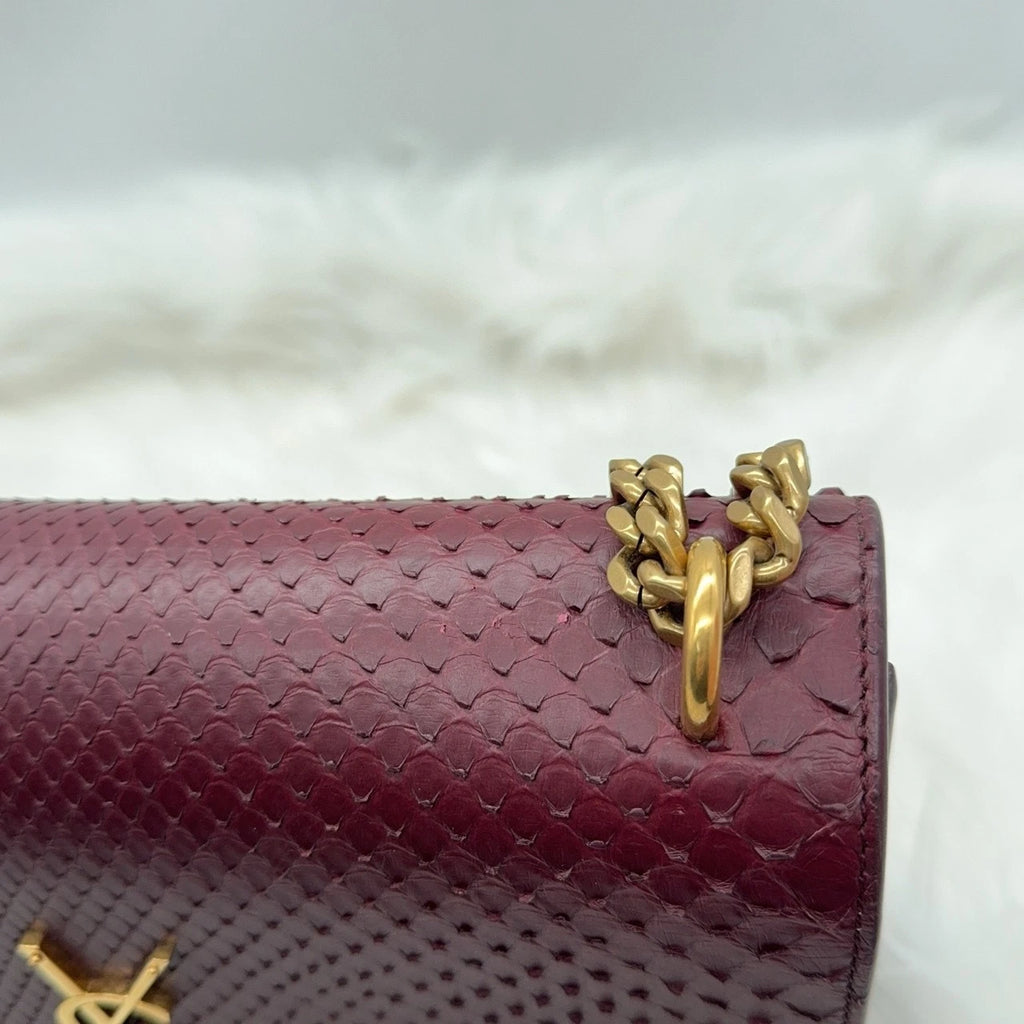 YSL Red Scale Pattern Leather Shoulder Crossbody Bag For Women