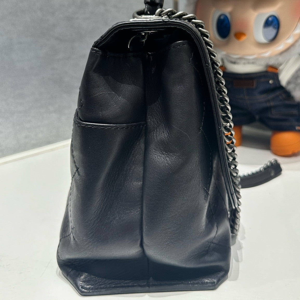 Chanel Classic Black Quilted Chain Shoulder Bag with Silver Hardware