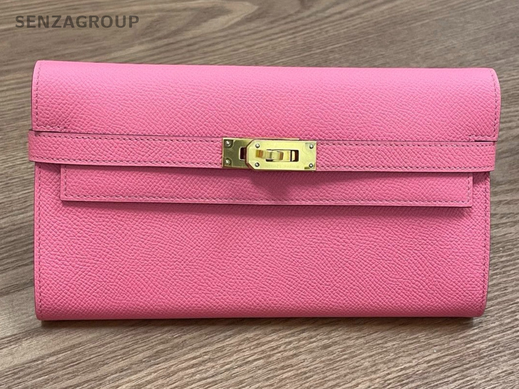 Hermes Kelly Long Wallet Pink Epsom Leather Women