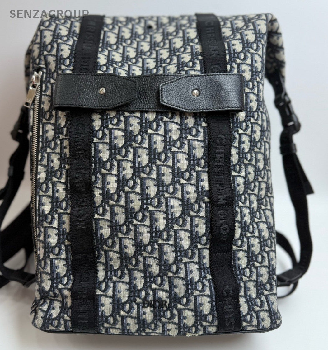 Christian Dior Camp Oblique Backpack Black Unisex Adults Classic Designer