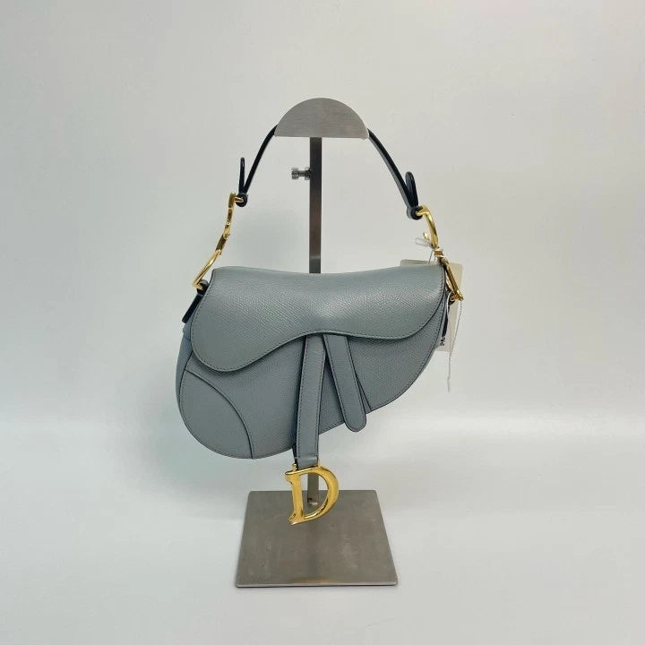 Dior Cloud Blue Calfskin Mini Saddle Shoulder Bag For Women