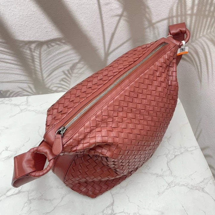 Bottega Veneta Brick Red Woven Lambskin Shoulder Crossbody For Women
