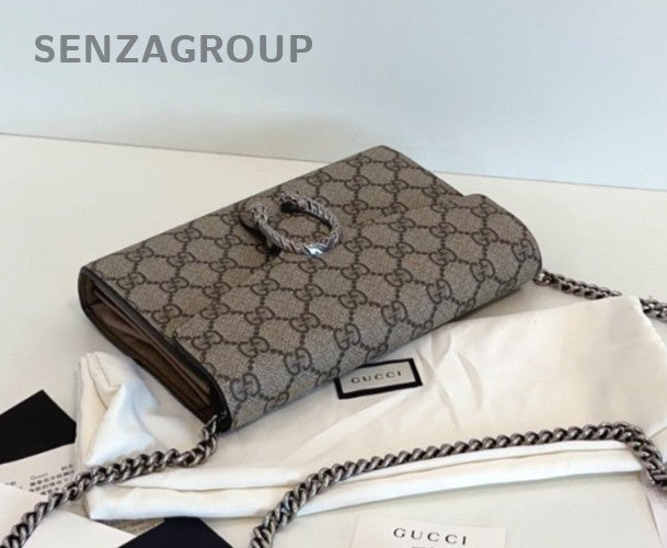 GUCCI Dionysus Woc Monogram Chain Shoulder bag Crossbody camel color Women