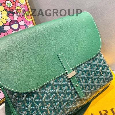 Goyard Coursier Messenger Bag Green Silver Buckle Women's Classic Shoulder Bag