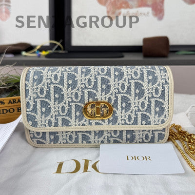 Dior Miss Caro Small Blue Gold Print Chain Shoulder Bag Classic