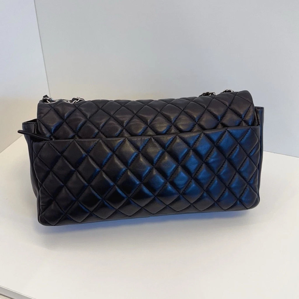 Chanel Classic Flap Chain Black Shoulder Bag Crossbody Diamond Silver Hardware
