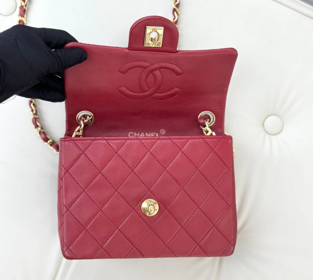 Chanel Classic Flap Vintage Lambskin Shoulder Bag Crossbody Women Fashion S