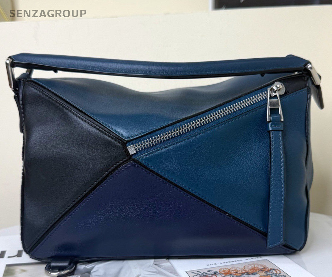 Loewe Puzzle PM Blue Silver  Shoulder Bag Crossbody Women Classic Designer