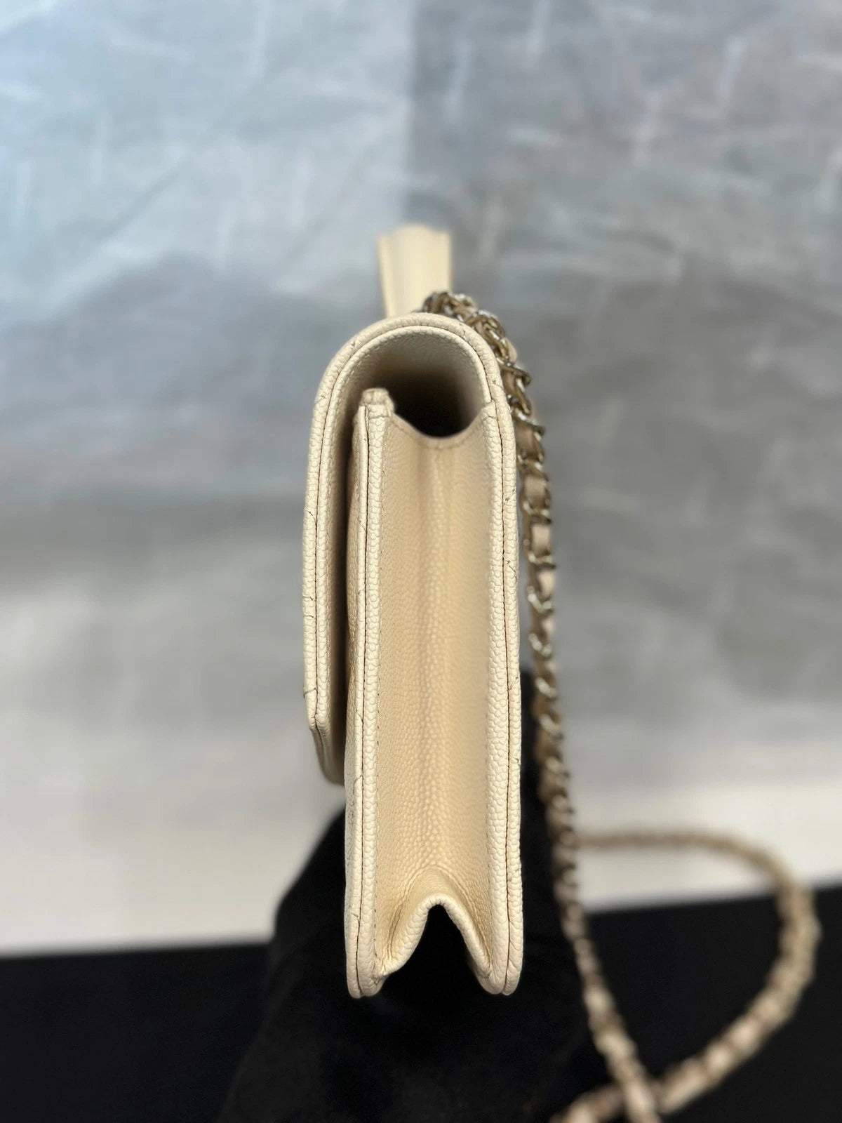 CHANEL Beige Leather Backpack Crossbody Shoulder Handbag Women