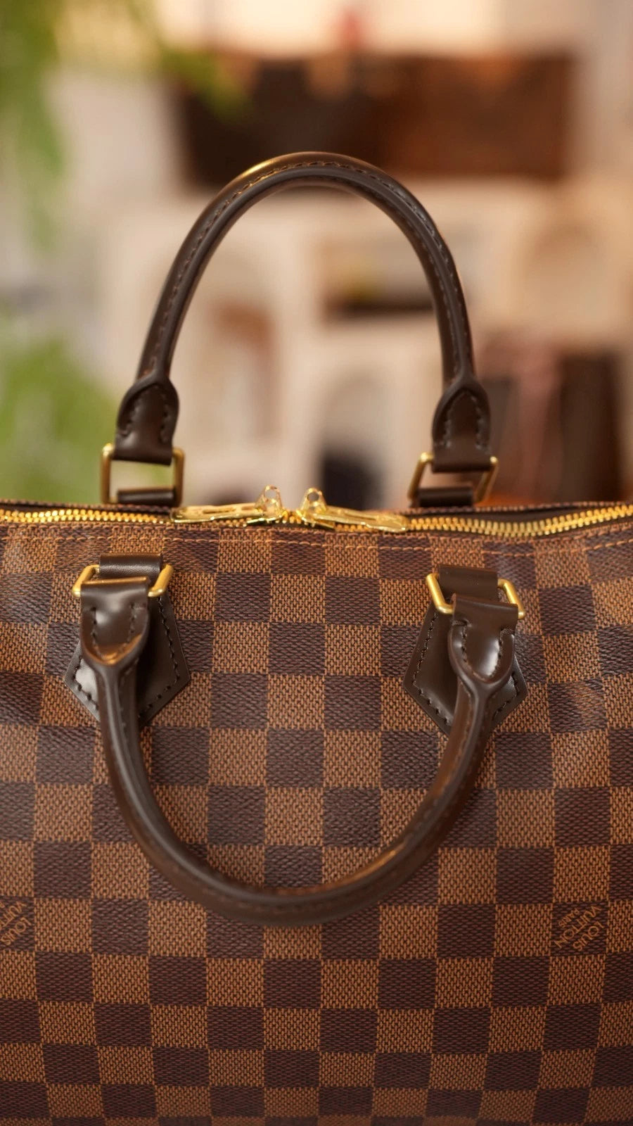 Louis Vuitton Speedy25 Damier Brown Shoulder Bag Top Handle Bag Excellent