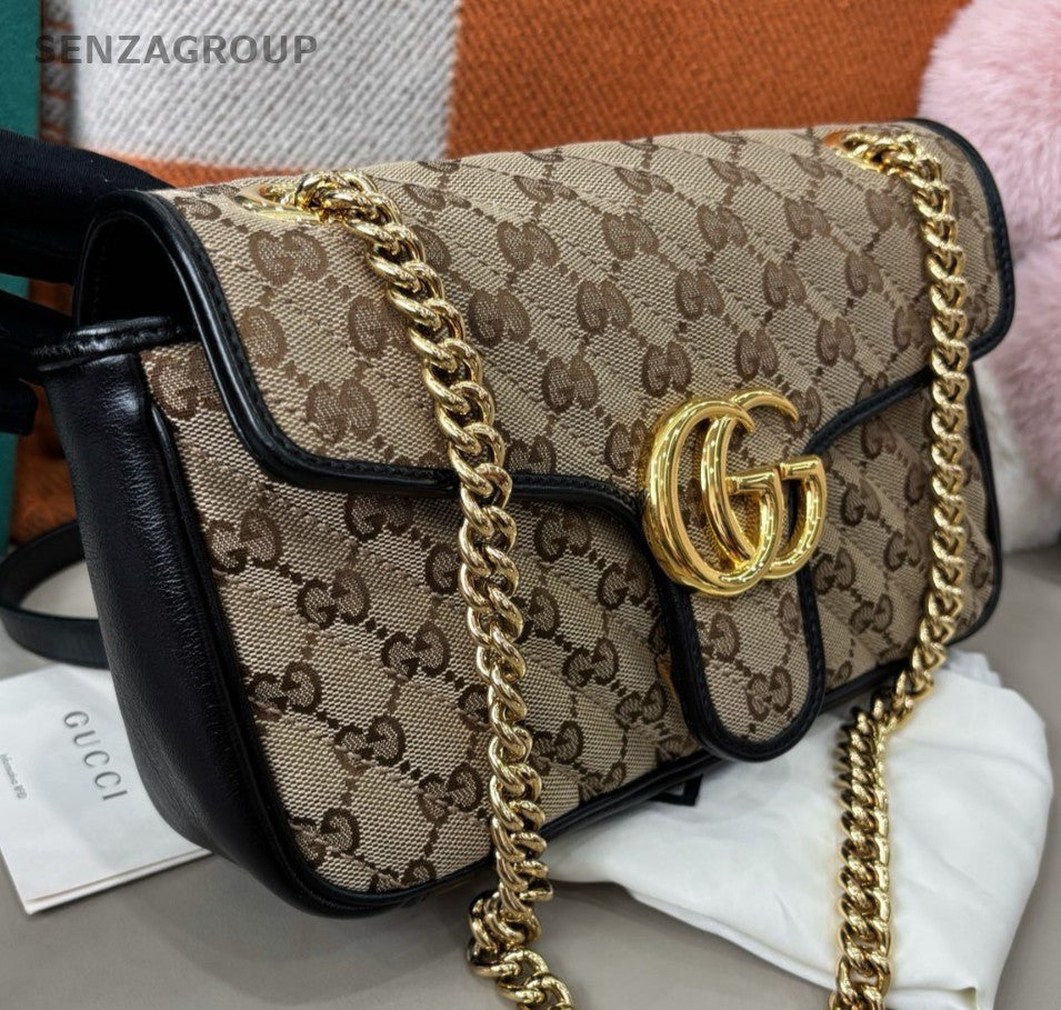 Gucci Marmont26 Chain Shoulder Bag Crossbody Brown Gold Used Women Classic