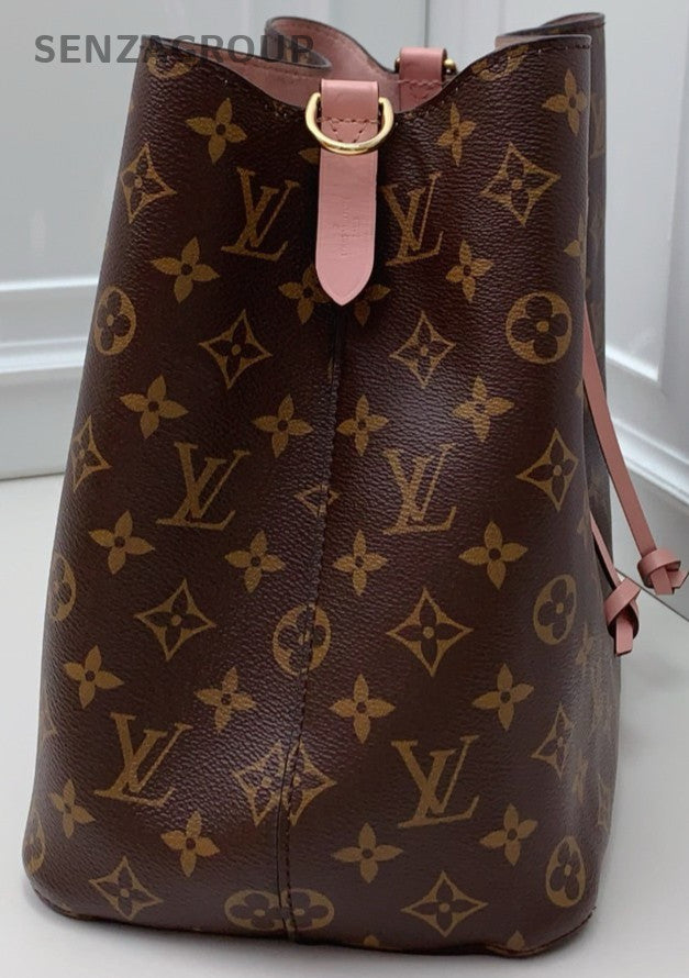 Louis Vuitton Monogram Bucket Shoulder Bag Crossbody Brown Pink Women Classic