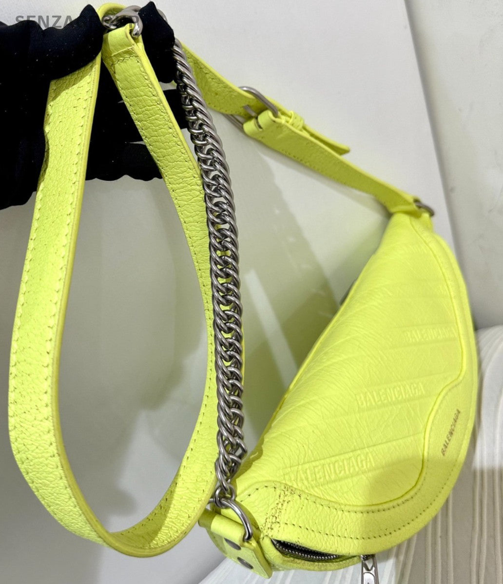 Balenciaga fluorescent yellow Shoulder bag Crossbody Women Almost Brand NEW