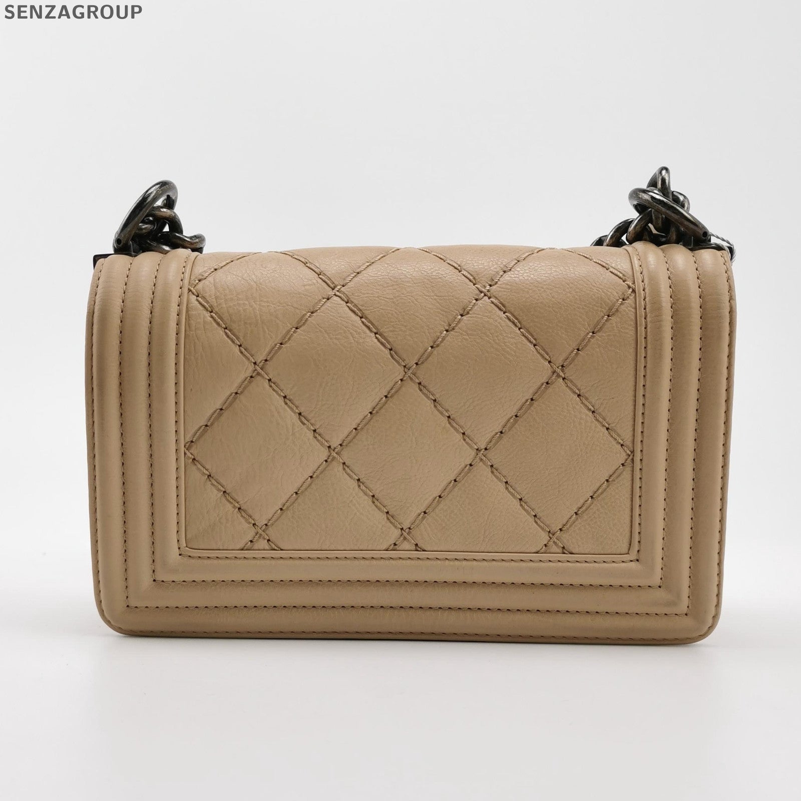 Chanel Le Boy Quilted Beige Small Shoulder Bag Classic Women's