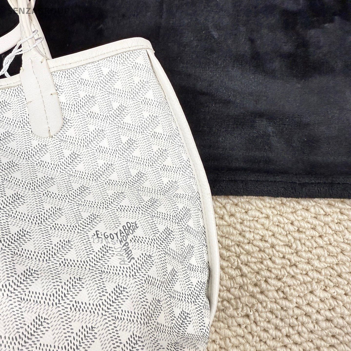 Goyard Canvas Monogram Tote Shoulder Bag with Pouch Women White.