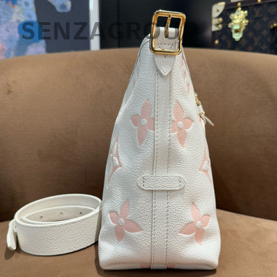 Louis Vuitton CarryAll PM Monogram Tote Shoulder Bag White Gold