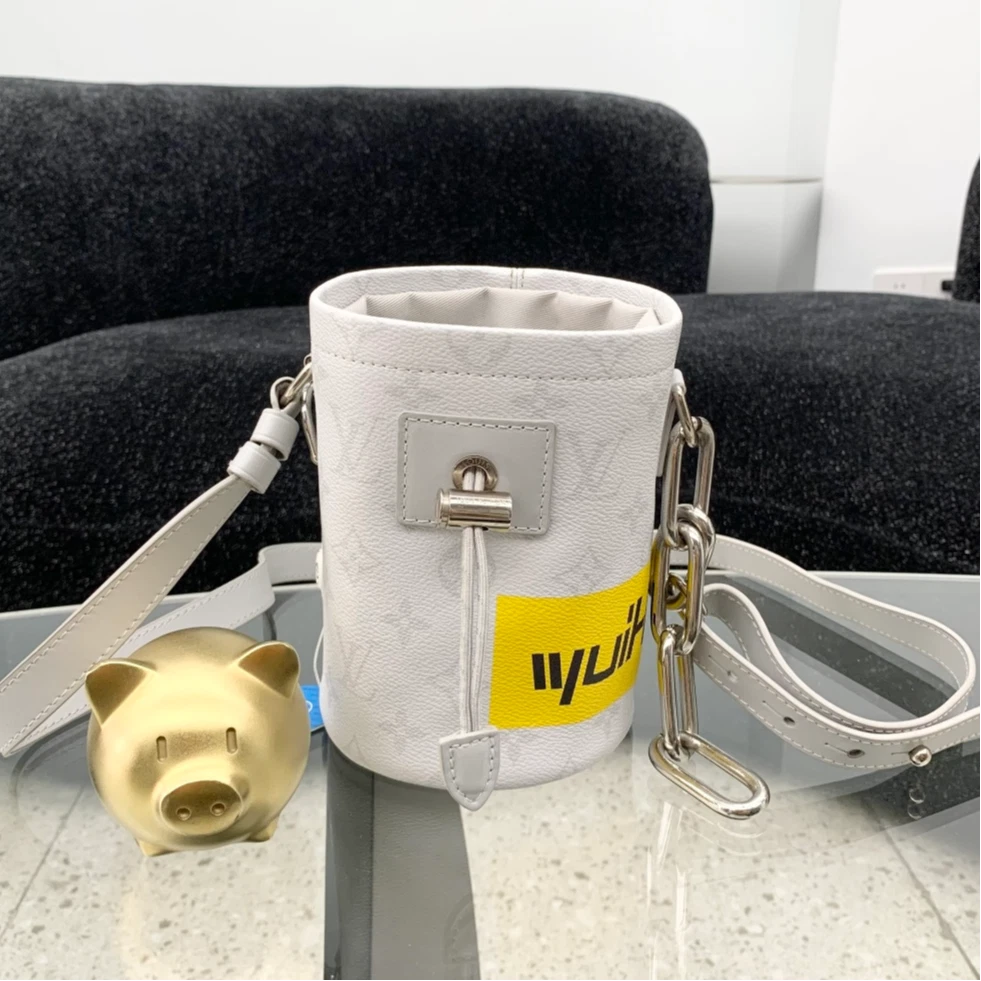 Louis Vuitton Chalk Nano Bucket Monogram Chain Crossbody Bag Gray Women S