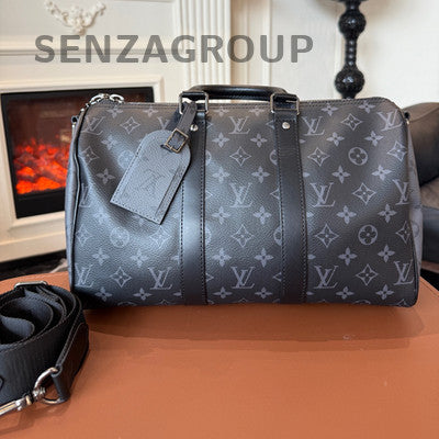 Louis Vuitton Keepall 35 Monogram Black Silver Handbag Unisex